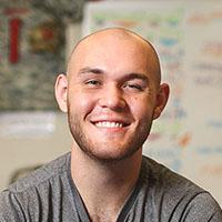 Austin Derden poses for photo in Miltary Student Center