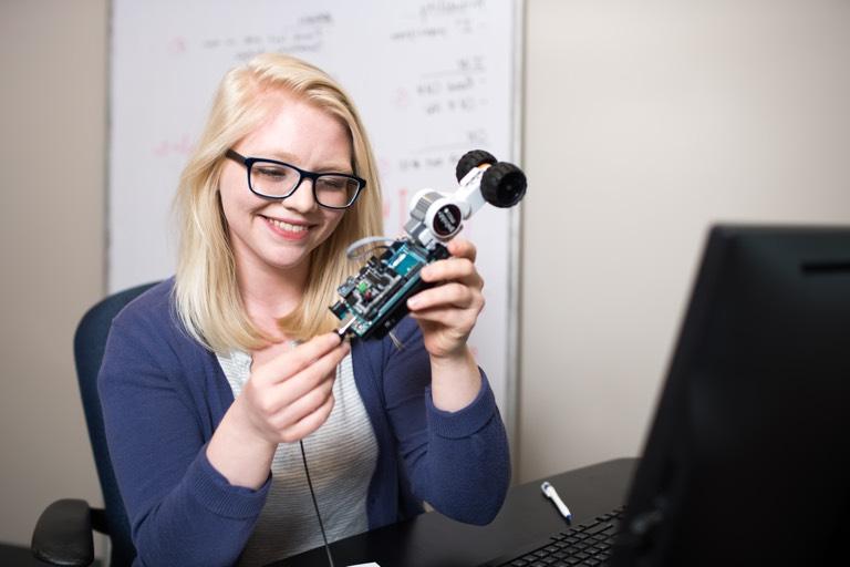 Jo Lynn with robot